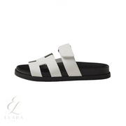 Hermès | Chypre White Leather Slides