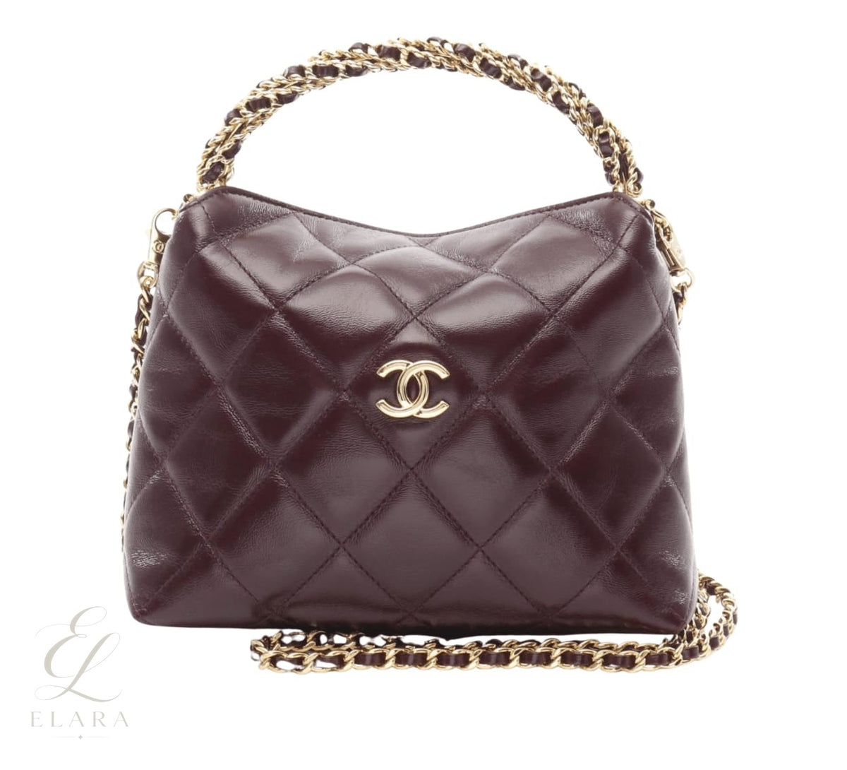Chanel | Hobo Deep Burgundy Quilted Leather Gold-Tone Hardware Bag – Gold Tone – product image 1