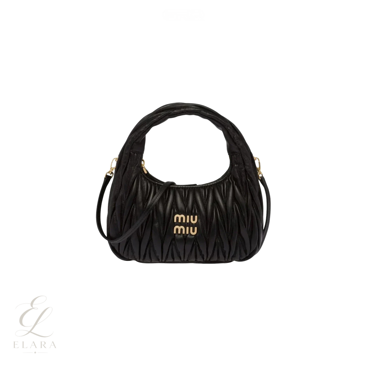 Miu Miu | Wander Shoulder Matelassé Nappa Leather Bag – Black – product image 1