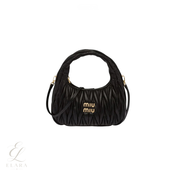 Miu Miu | Wander Shoulder Matelassé Nappa Leather Bag – Black