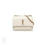 Saint Laurent | Sunset Medium Shoulder White Calfskin Leather Bag – product image 1