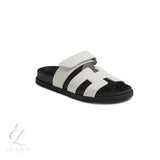 Hermès | Chypre White Leather Slides