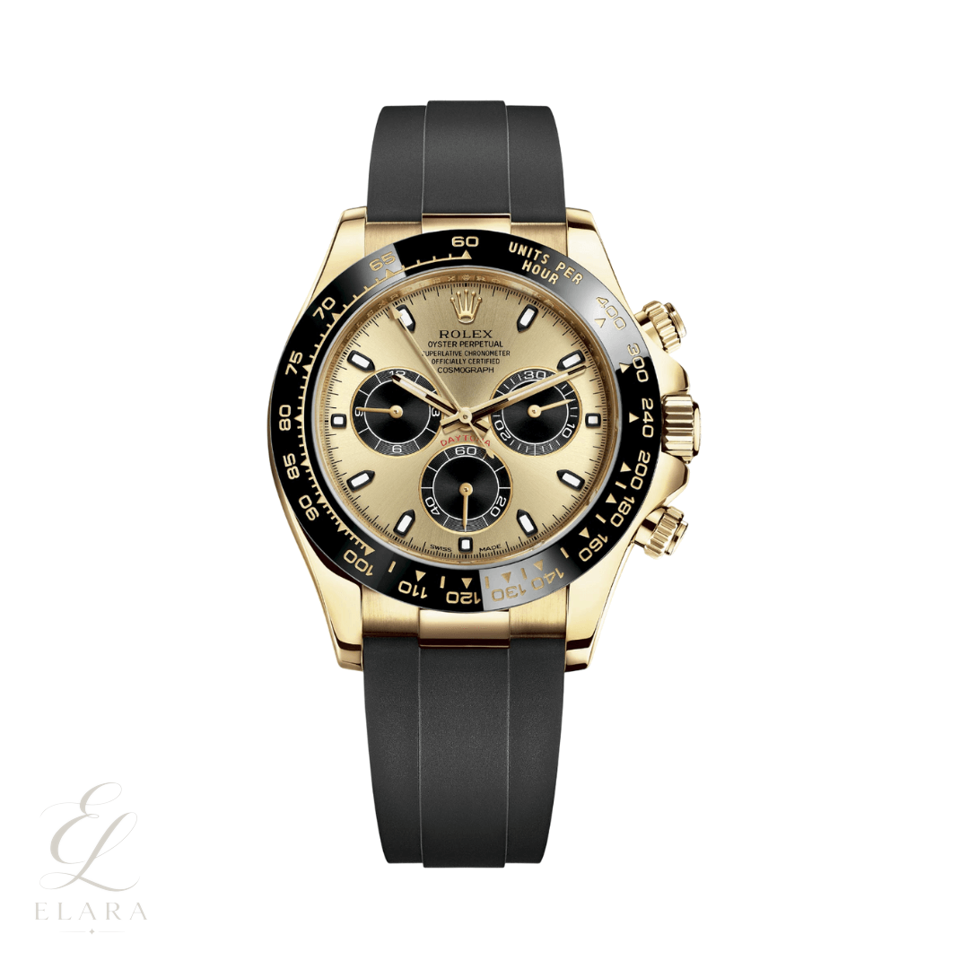 Rolex | Gold Champagne Black Dial Watch – product image 1
