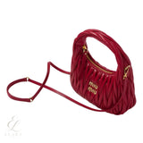 Miu Miu | Wander Shoulder Matelassé Nappa Leather Bag – Red – product image 4