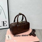 Miu Miu | Solitaire Shiny Leather Dark Bag – Brown – product image 4