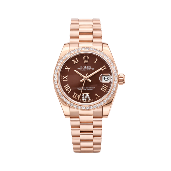 Rolex | Datejust Chocolate Roman Diamond Bezel Watch