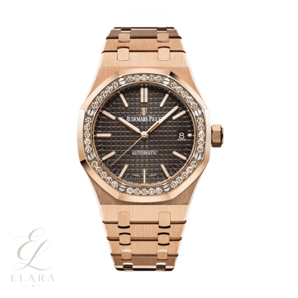 Audemars Piguet | Diamond Bezel Pink Gold Black Dial Watch – Brown Dial, Rose Gold