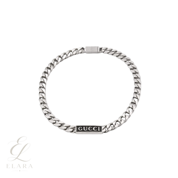 Gucci | Logo Plate Chain Bracelet Silver
