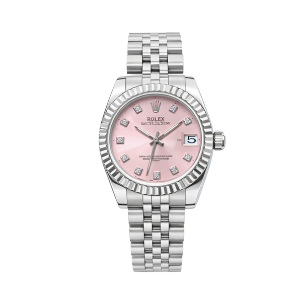 Rolex | Datejust Pink Dial Fluted Bezel Jubilee Watch