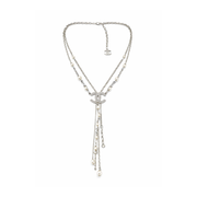 Chanel | CC Logo Interlocking Pearl Chain Lariat Necklace – product image 1