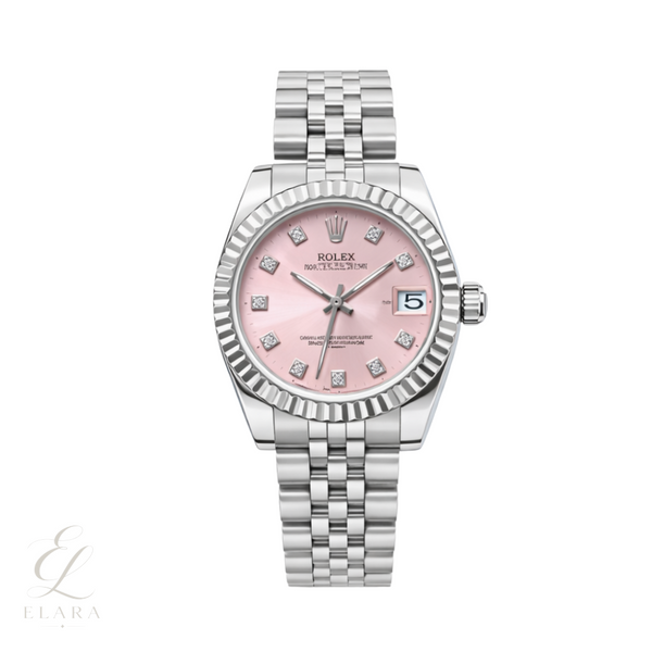 Rolex | Datejust Pink Dial Fluted Bezel Jubilee Watch