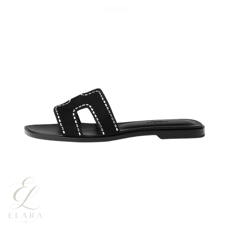 Hermès | Oran Black Studded Slides – product image 1