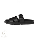 Hermès | Chypre Black Calfskin Slides – product image 1