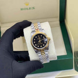 Rolex | Datejust Two-Tone Black Diamond Dial Fluted Watch – product image 4