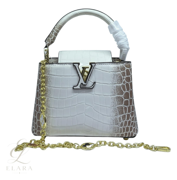 Louis Vuitton | Capucines Mini White Brown Crocodilian Leather Bag