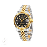 Rolex | Datejust Two-Tone Black Diamond Dial Fluted Watch – product image 3