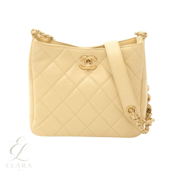 Chanel | Small Matelasse Hobo Light Yellow Lambskin Bag