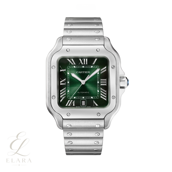 Cartier | Santos de Large Green Dial Stainless Steel Watch
