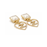 Chanel | Square Pearl & Black Cabochon CC Drop Earrings – product image 3