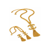 Chanel | Textured CC Tassel Necklace & Earrings Set – product image 3