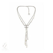 Chanel | CC Logo Interlocking Pearl Chain Lariat Necklace – product image 1