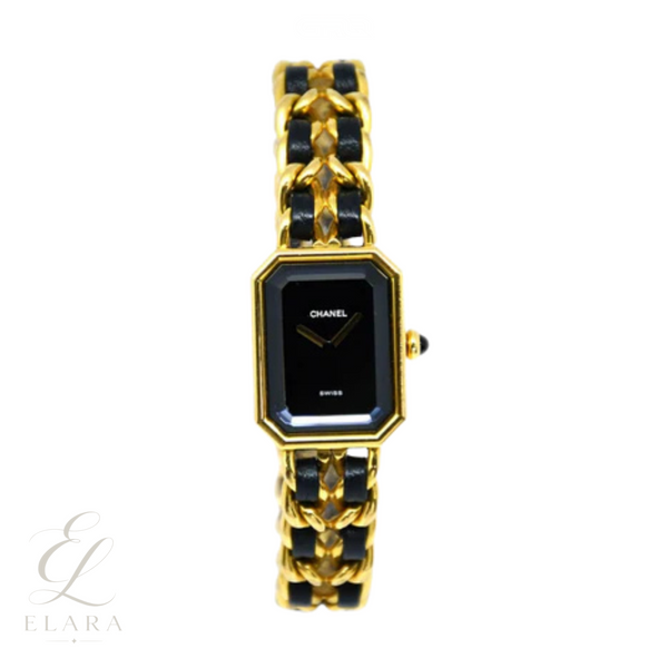 Chanel | Première Black Yellow Chain Leather Strap Watch