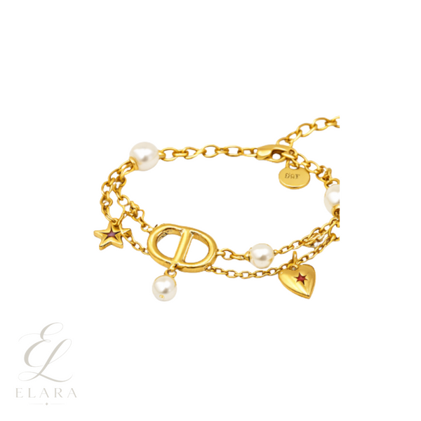 Dior | CD Star Pearl Layered Necklace Gold