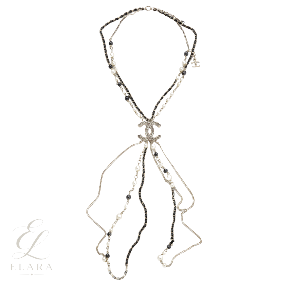 Chanel | Long Bead Pearl CC Logo Sautoir Necklace Gold Tone – product image 1