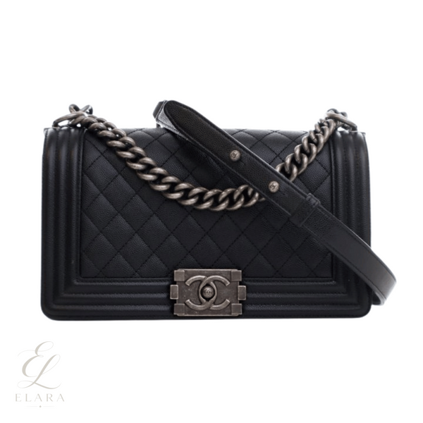 Chanel | Boy Black Quilted Caviar Leather Bag
