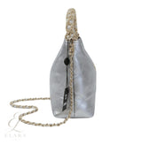Chanel | Metallic Lambskin Chain Rows Quilted Chain Hobo Bag – Silver – product image 3