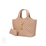 Saint Laurent | Icare Maxi Quilted Suede Bag – Beige – product image 2