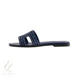 Hermès | Oran Navy Blue Suede Slides – product image 1