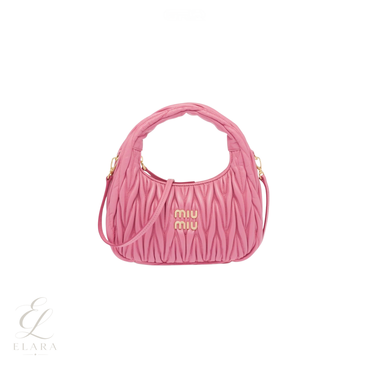 Miu Miu | Wander Shoulder Matelassé Nappa Leather Bag – Pink – product image 1