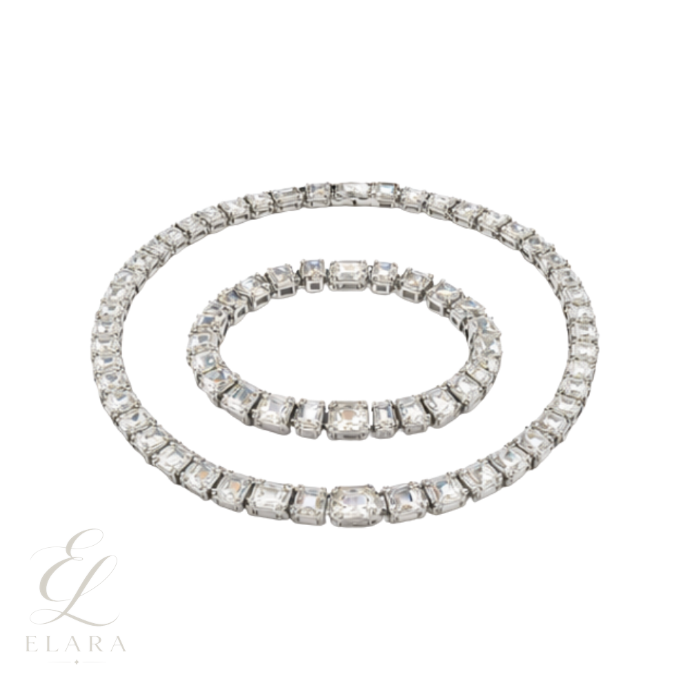 Dior | Solitaire Crystal Necklace And Bracelet Set Silver – product image 1