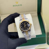 Rolex | Datejust Two-Tone Black Diamond Dial Fluted Watch – product image 4