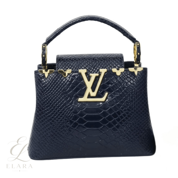 Louis Vuitton | Capucines Mini Navy Python Skin Bag – Gold