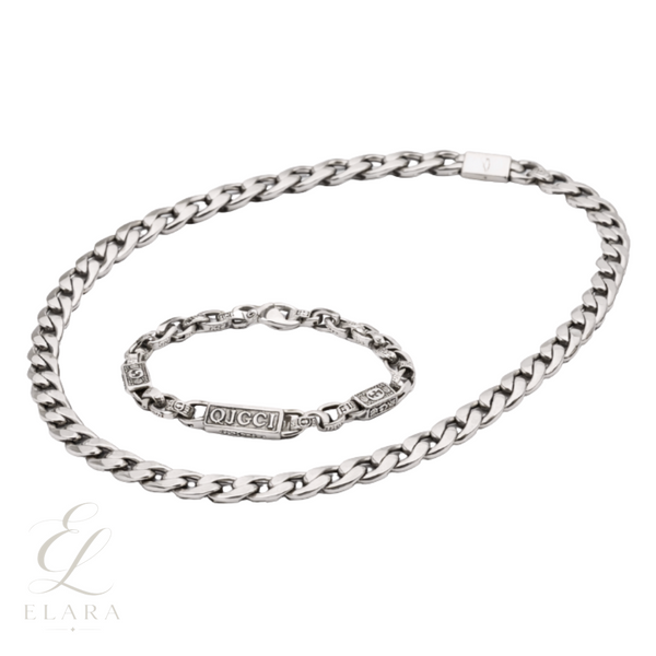 Gucci | Chunky Chain Necklace Bracelet Set Silver