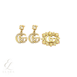 Gucci | GG Crystal Earring Brooch Set Gold – product image 2