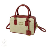 Miu Miu | Straw Zip-Up Red Leather Trim Handles Bag – product image 2