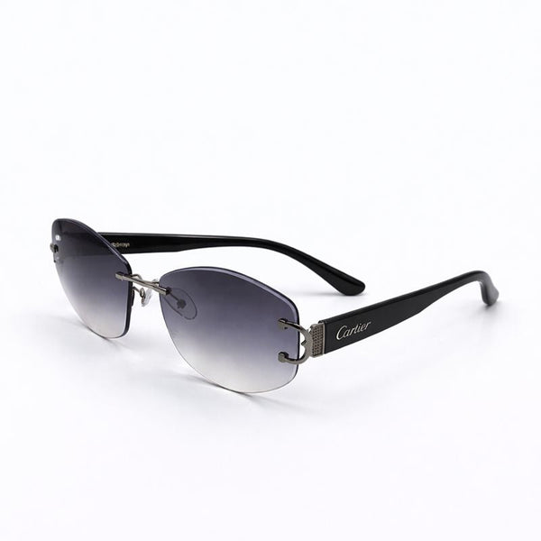 Cartier | Slim Black Aviator Sunglasses