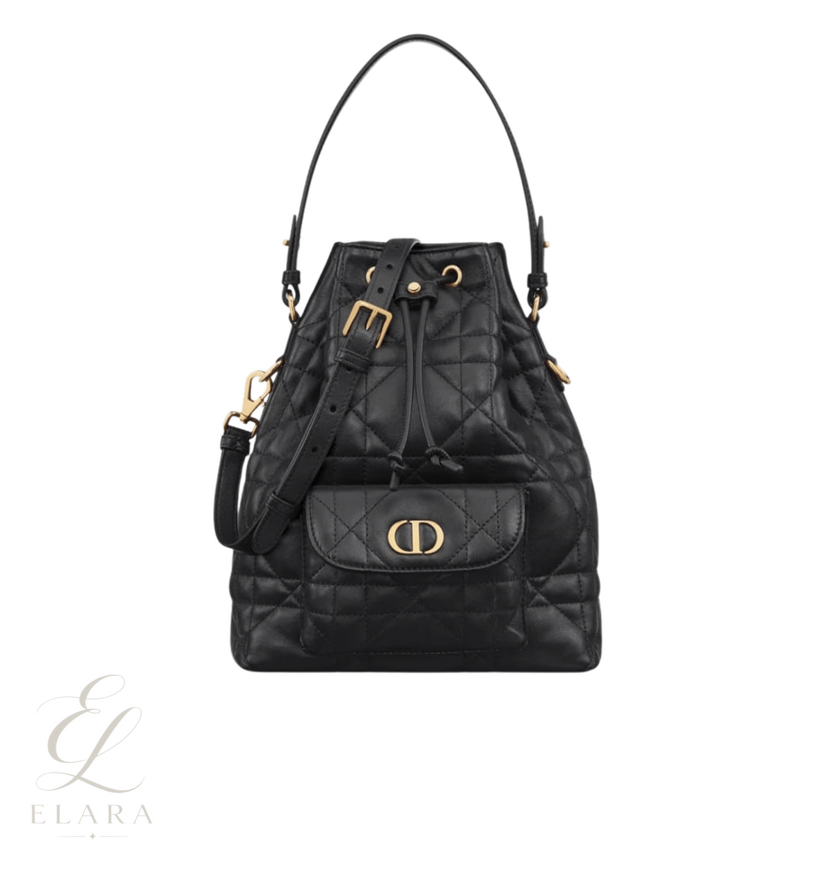 Dior | Caro Bucket Black Macrocannage Lambskin Bag – product image 1
