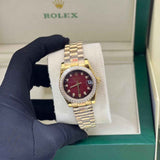 Rolex | Datejust Red Dial Diamond Bezel Watch – product image 4