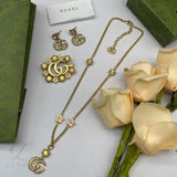 Gucci | GG Crystal Earring Brooch Set Gold – product image 5