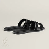 Hermès | Oran Black Studded Slides – product image 3