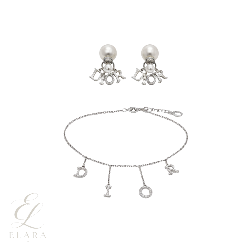 Dior | Letter Charm Necklace Silver – product image 1