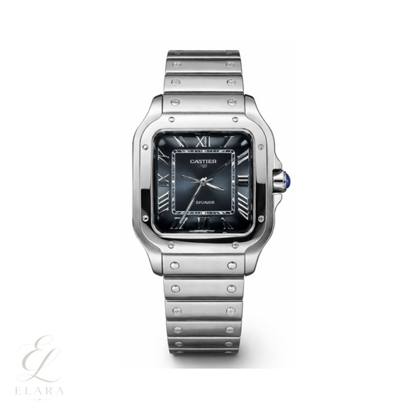 Cartier | Santos de Steel Blue Dial Watch