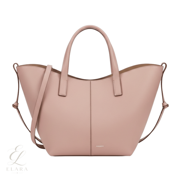 Polène | Cyme Mini Textured Pink Leather Bag