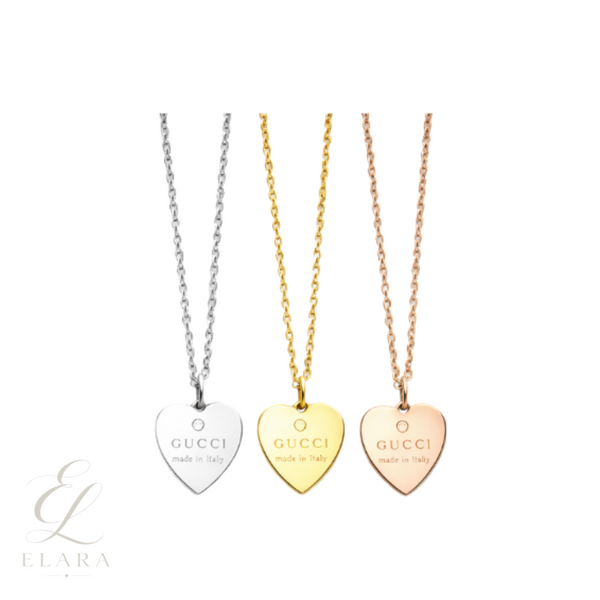Gucci | Heart Logo Necklace Gold Silver Rosegold
