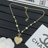 Chanel | Quilted Heart CC Logo Pearl Station Necklace – product image 4
