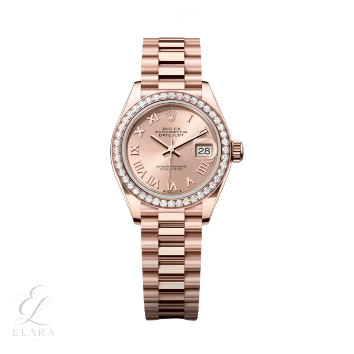 Rolex | Datejust 28 Rose Dial Diamond Bezel Watch – product image 1